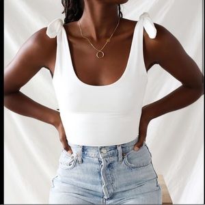 Tie Strap White Bodysuit